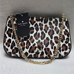Kate Spade Leopard Print Gold Tone Chain Shoulder Bag